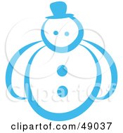 Poster, Art Print Of Blue Outline Of A Snowman