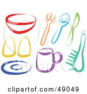 Royalty Free RF Clipart Illustration Of A Digital Collage Of Colorfu Kitchenl Items by Prawny