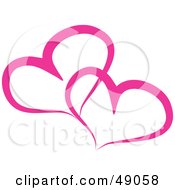 Royalty Free RF Clipart Illustration Of Two Pink Outlined Hearts