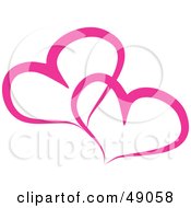 Poster, Art Print Of Two Pink Outlined Hearts