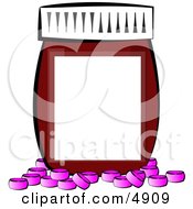 Blank Medicine Bottle With Pink Pills Clipart