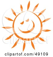 Poster, Art Print Of Cheery Orange Sun Smiling