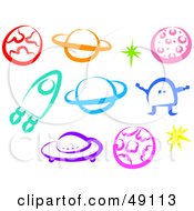 Royalty Free RF Clipart Illustration Of A Digital Collage Of Colorful Space Items
