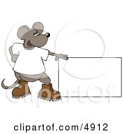 Mouse Standing Beside A Blank Sign