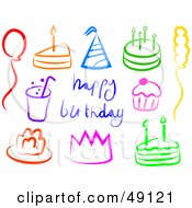 Poster, Art Print Of Digital Collage Of Colorful Birthday Items
