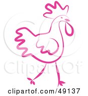 Royalty Free RF Clipart Illustration Of A Pink Rooster