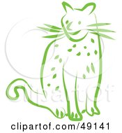 Royalty Free RF Clipart Illustration Of A Green Kitty Cat
