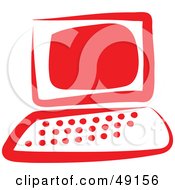Royalty Free RF Clipart Illustration Of A Red Desktop Computer