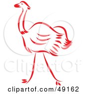 Royalty Free RF Clipart Illustration Of A Red Ostrich by Prawny