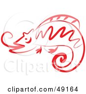 Royalty Free RF Clipart Illustration Of A Red Chameleon by Prawny