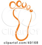 Poster, Art Print Of Footprint Outlined In Orange