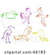 Royalty Free RF Clipart Illustration Of A Digital Collage Of Colorful Birds by Prawny