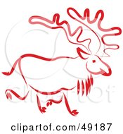 Royalty Free RF Clipart Illustration Of A Red Reindeer by Prawny
