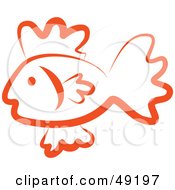 Royalty Free RF Clipart Illustration Of A Red Fish Outline