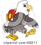 Bald Eagle Character Walking And Wearing A Backpack