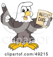 Bald Eagle Character Holding A Report Card by Mascot Junction