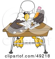 Bald Eagle Character Student Taking A Quiz