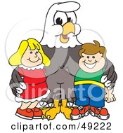 Bald Eagle Character With Children