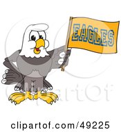 Bald Eagle Character Waving A Flag