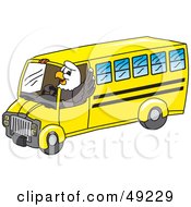 Bald Eagle Character Driving A Bus