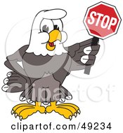 Bald Eagle Character Holding A Stop Sign