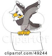 Aggressive Bald Eagle Character Flying A Sign
