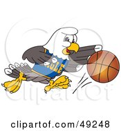 Poster, Art Print Of Bald Eagle Character Dribbling A Basketball