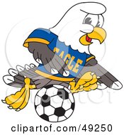 Poster, Art Print Of Bald Eagle Character Playing Soccer