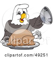 Poster, Art Print Of Bald Eagle Character Serving Thanksgiving Turkey