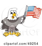 Bald Eagle Character Waving An American Flag