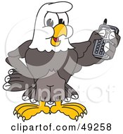 Bald Eagle Character Holding A Cell Phone