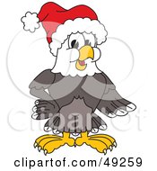 Bald Eagle Character Wearing A Santa Hat