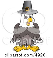Poster, Art Print Of Bald Eagle Character Wearing A Pilgrim Hat