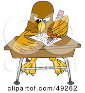 Hawk Mascot Character Taking A Quiz by Toons4Biz