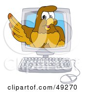 Poster, Art Print Of Hawk Mascot Character In A Computer