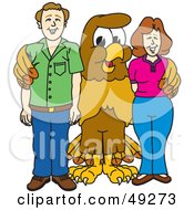 Hawk Mascot Character With Adults