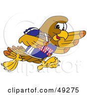 Hawk Mascot Character Playing Football