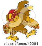 Hawk Mascot Character Walking To School