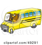 Hawk Mascot Character Driving A School Bus