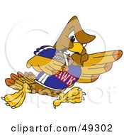 Hawk Mascot Character Running With A Football