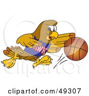 Hawk Mascot Character Dribbling A Basketball