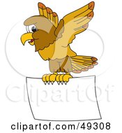 Hawk Mascot Character With A Blank Sign