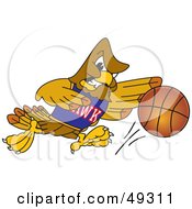 Poster, Art Print Of Hawk Mascot Character In A Basketball Game
