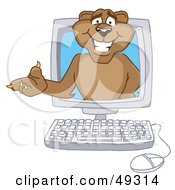 Cougar Mascot Character In A Computer