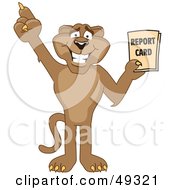 Cougar Mascot Character Holding A Report Card