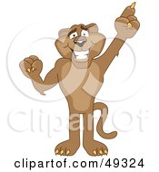 Royalty Free RF Clipart Illustration Of A Cougar Mascot Character Pointing Upwards