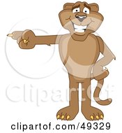 Cougar Mascot Character Pointing Left