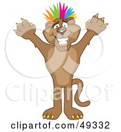 Cougar Mascot Character With Colorful Hair