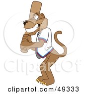 Cougar Mascot Character Batting by Mascot Junction