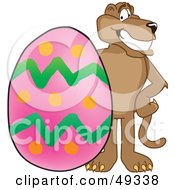 Cougar Mascot Character With An Easter Egg